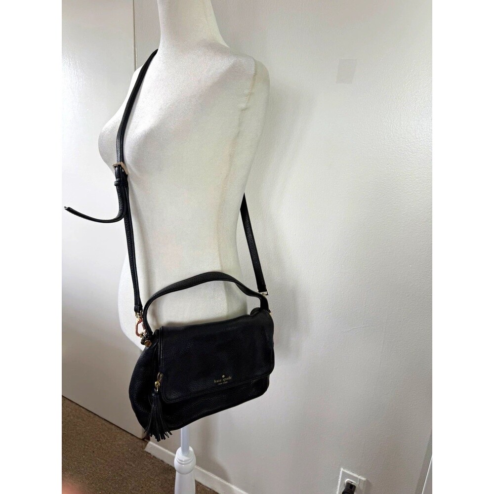 Kate Spade Chester Street Black Pebbled Leather Crossbody bag Satchel Tassel - Picture 3 of 14